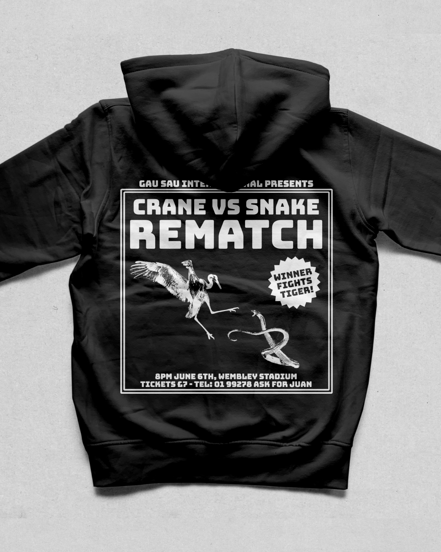 "Crane VS Snake" zip-up Hoodie