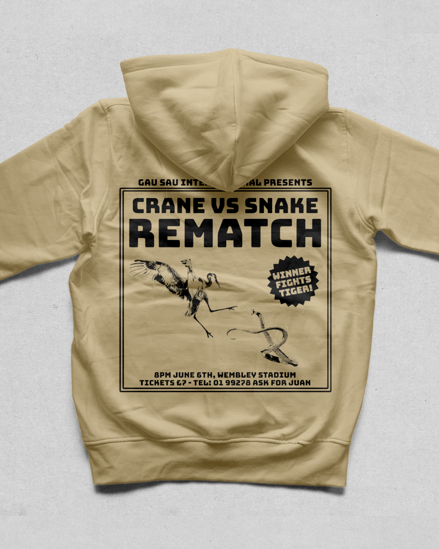 "Crane VS Snake" zip-up Hoodie