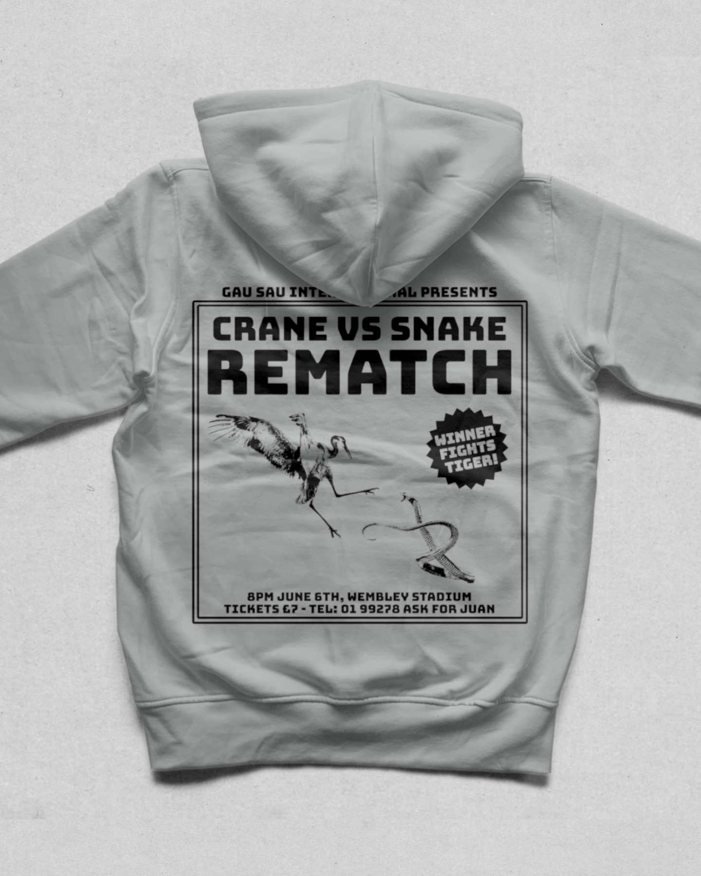 "Crane VS Snake" zip-up Hoodie