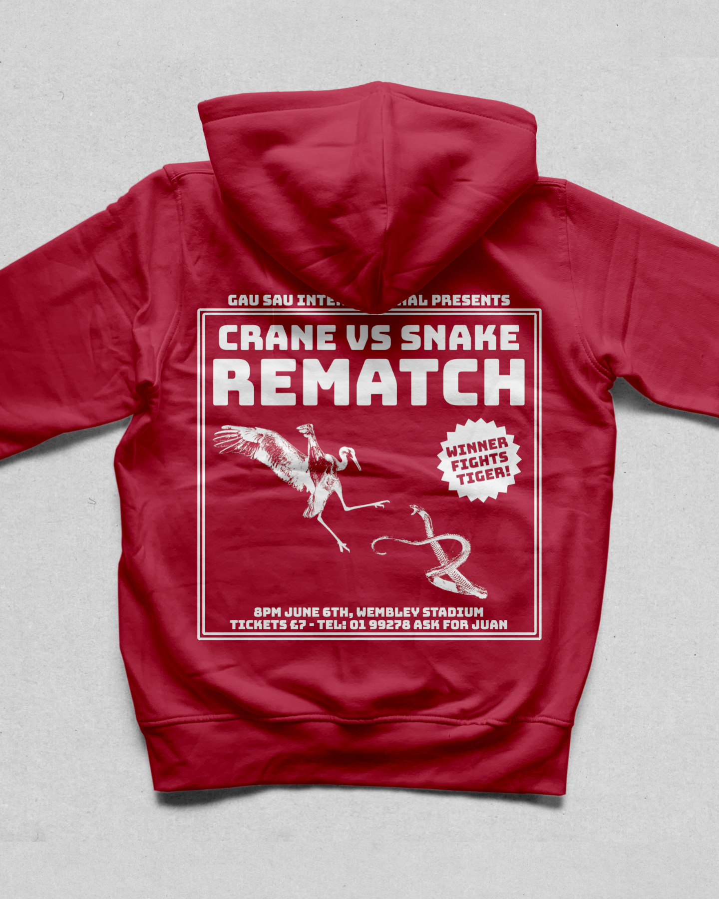 "Crane VS Snake" zip-up Hoodie
