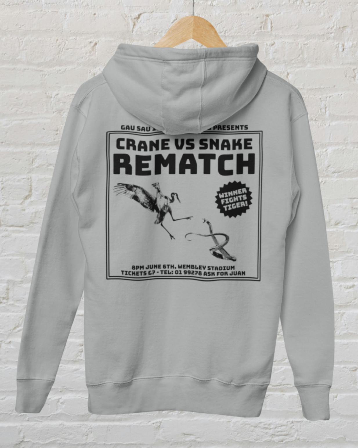 Men's "Crane VS Snake" zip-up Hoodie