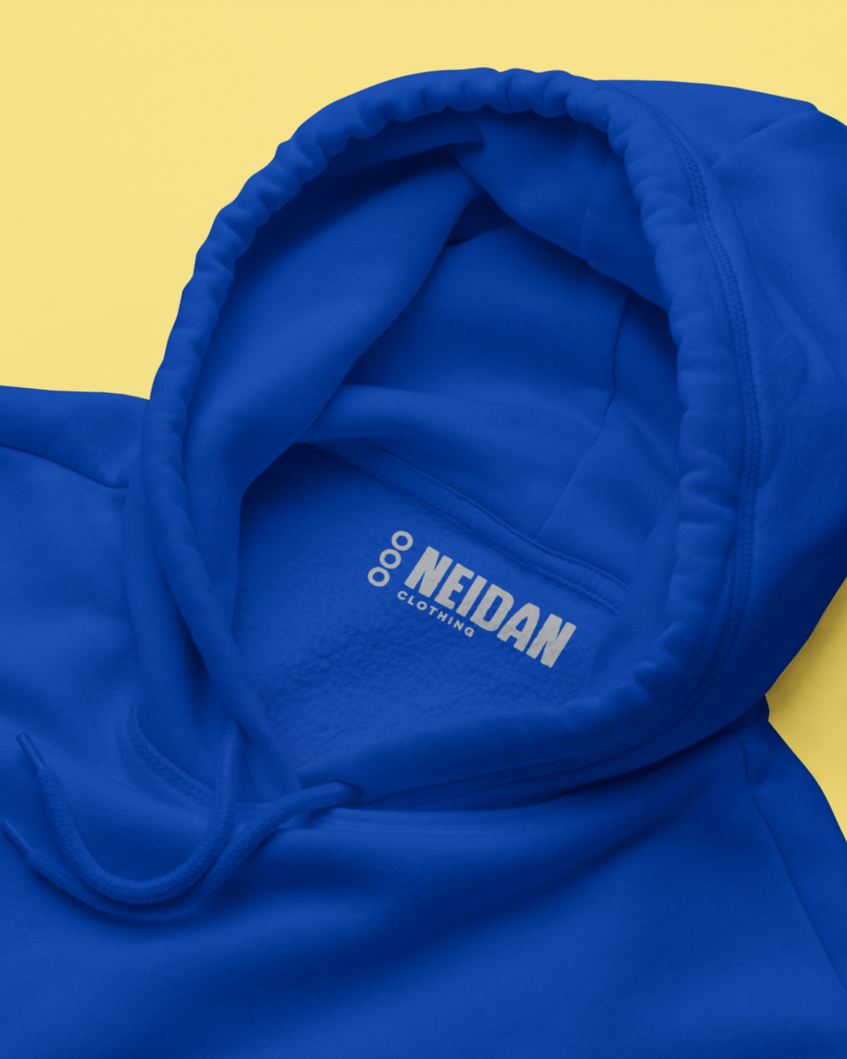  hoodie royal blue neidan clothing neck label