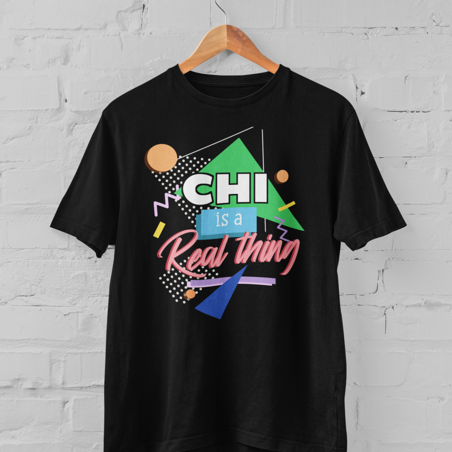 Black t-shirt 'Chi is a real thing' design