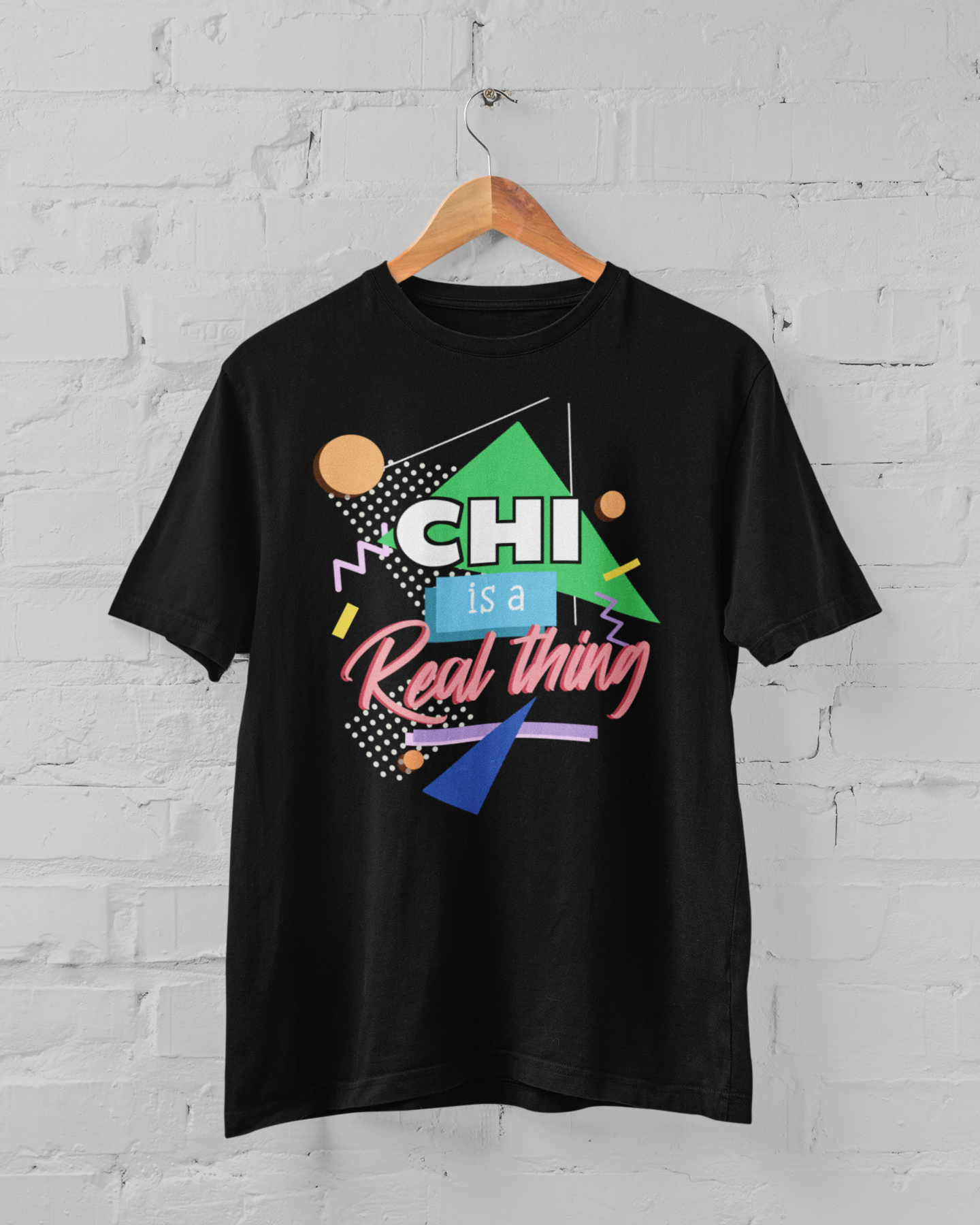 Black t-shirt 'Chi is a real thing' design