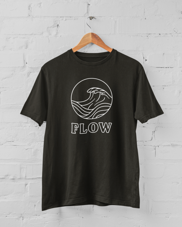 Black t-shirt 'Flow' design line only mockup