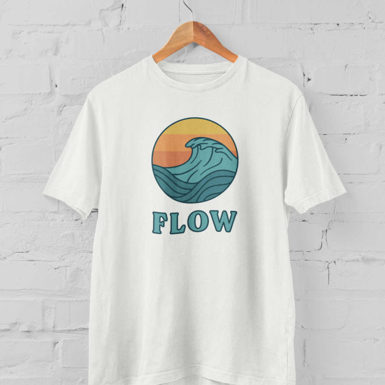 White t-shirt 'Flow' design mockup