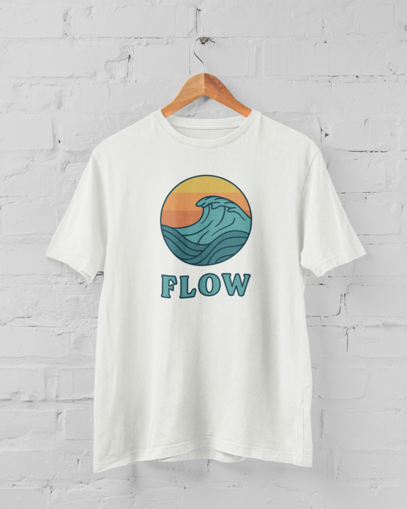 White t-shirt 'Flow' design mockup 