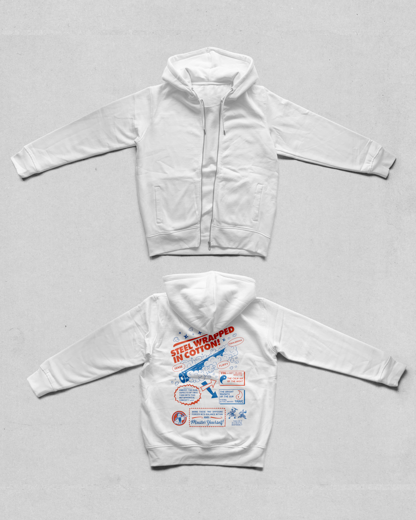 "Steel wrapped in Cotton" zip-up tai chi hoodie