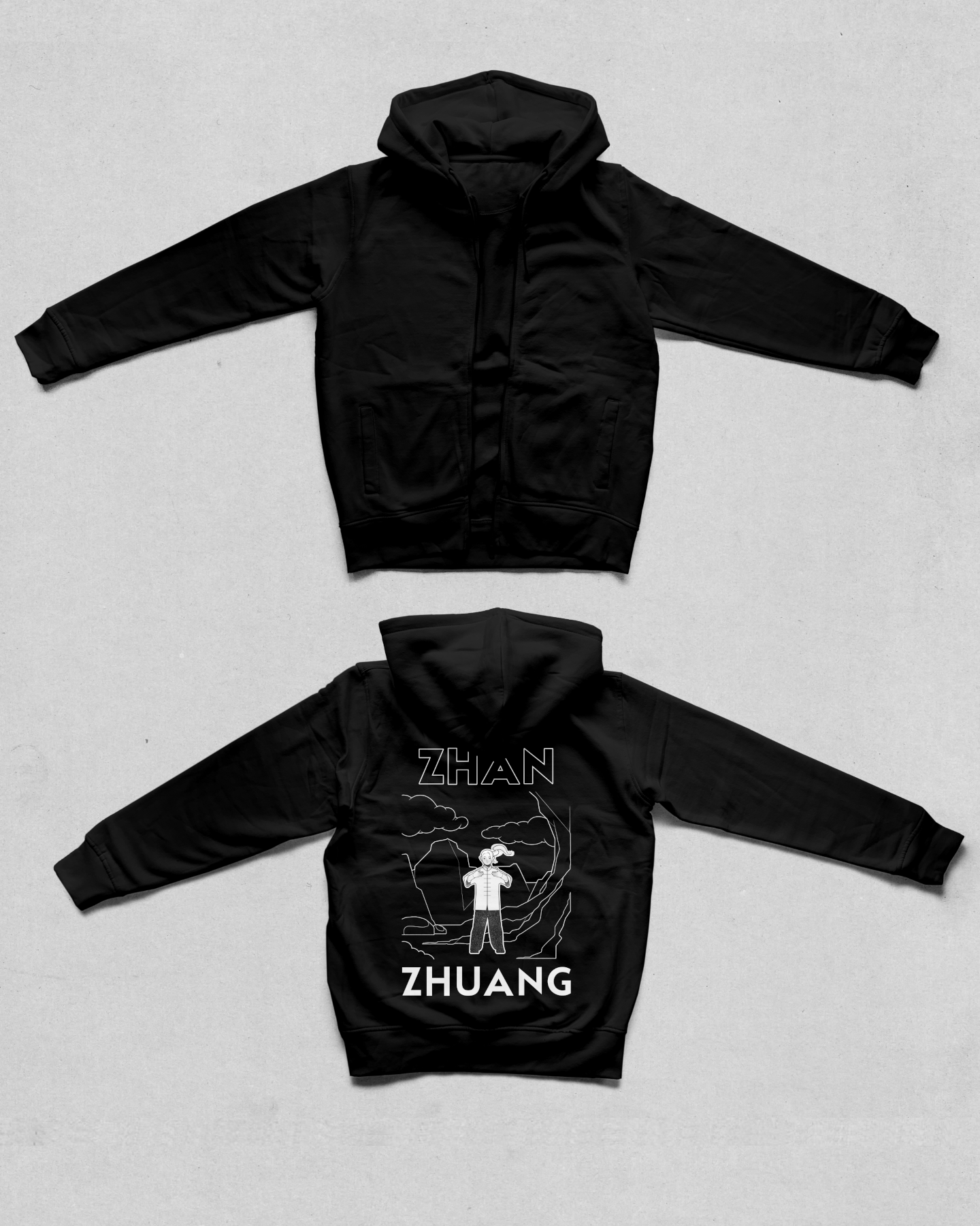"Zhan Zhuang" tai chi & Qi Gong zip up Hoodie